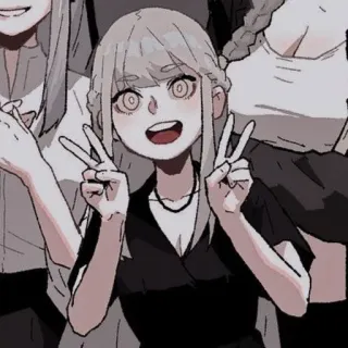 ⏳ 7a4b8643 peace sign, anime, girl, cartoon whatsapp sticker