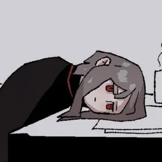 🕯 9732a206 anime, sad, tired, manga, girl, office whatsapp sticker