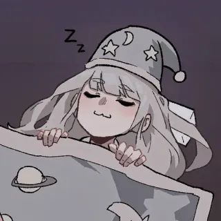 🕯 9b5d6965 zz sleeping, moon, stars, hat, anime, cartoon, dream whatsapp sticker