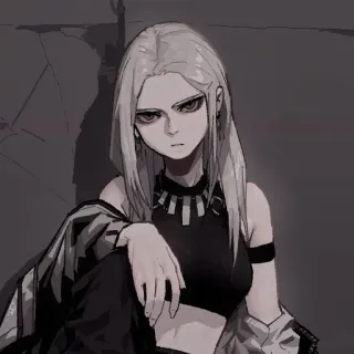 🪔 9ca32314 anime, girl, woman, character, grey, portrait, female whatsapp sticker