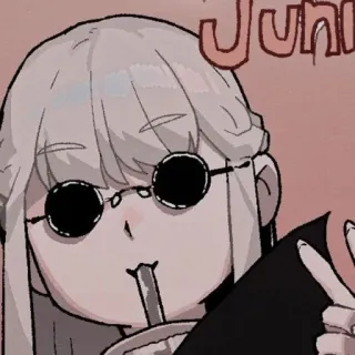 🪔 abe45661 Juni anime, glasses, girl, drink, cute whatsapp sticker