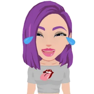 😂 a9ca41cc kreskówka, śmiech, dziewczyna, fioletowe włosy, emocje, awatar telegram sticker