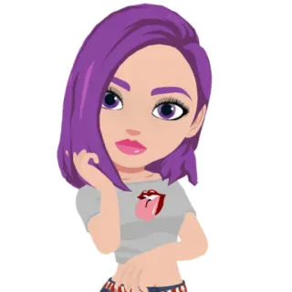 🤔 b9a26a4a naklejka, kreskówka, kobieta, fioletowe włosy, usta, dziewczyna telegram sticker