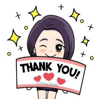 💜 2b3f3dda THANK YOU! grazie, gratitudine, cuori, carino, cartone animato, espressione, saluto telegram sticker