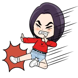 🤼‍♀ 2f643267 @mayorox cartone animato, calci, anime, arrabbiato, capelli corti, chibi telegram sticker