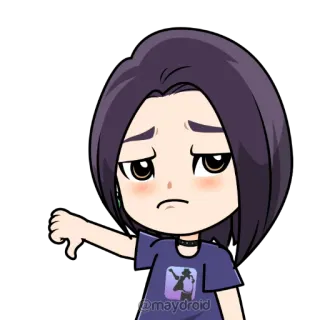 👎 9d89ce1f @maydroid non mi piace, voto negativo, pollice verso, cartone animato, personaggio, negativo telegram sticker