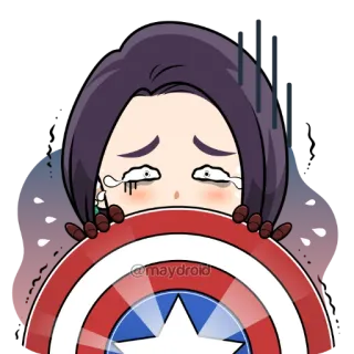 😖 a919b70f @maydroid scudo, piangere, Captain America, Marvel, personaggio, triste, fumetto telegram sticker