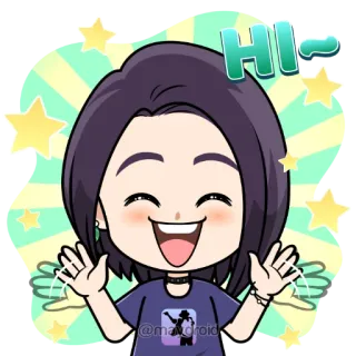 👋 ab21a627 Hi~ cartone animato, saluto, allegro, animazione, illustrazione, personaggio, amichevole telegram sticker