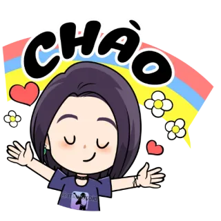 🥰 e5d7c80d CHÀO saluto, ciao, Chào, kawaii, carino, ragazza, cartoni animati, fiori telegram sticker