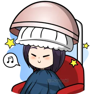 💇‍♀ f6c7d3e2 @maydroid asciugacapelli, bellezza, salone, cartone animato, chibi, donna, cura dei capelli telegram sticker