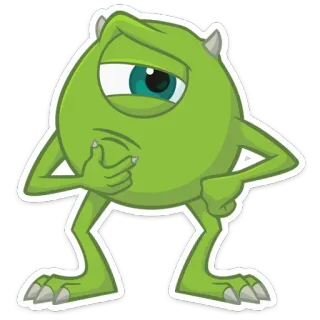 🤔 031b2797 Mike Wazowski Monsters, Inc. monster, green, disappointed, cartoon, funny, silly, character whatsapp sticker