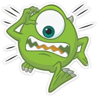 🏃‍♂️ 3d1beeb5 Mike Wazowski Monsters, Inc. cartoon, monster, green, one-eyed, funny, shocked, character whatsapp sticker