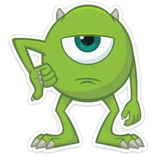 👎 5dc75283 Mike Wazowski Monsters, Inc. Mike Wazowski, Monsters, Inc., dislike, cartoon, movie, thumbs down whatsapp sticker