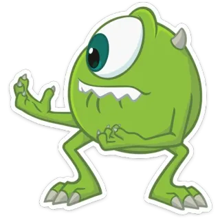 😬 65758588 Mike Wazowski Monsters, Inc. monster, cartoon, disney, pixar, green, one-eyed whatsapp sticker