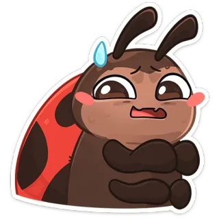 😅 12ca887a Marienkäfer, Insekt, niedlich, Cartoon, Aufkleber, ängstlich, besorgt telegram sticker