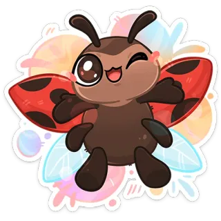 😉 4455215f Marienkäfer, Cartoon, Insekt, Süß, Kawaii, Sticker telegram sticker