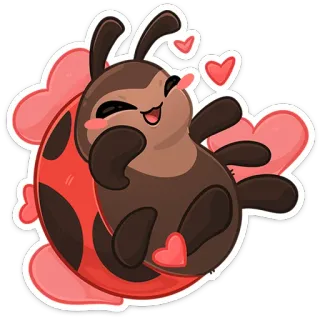 😂 90541a72 Marienkäfer, Käfer, Insekt, Herz, süß, Tier, Liebe, Cartoon telegram sticker