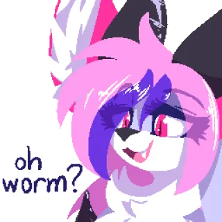 🐛 aae49c4e oh worm? 毛茸茸, 粉色, 卡通, 动物, 角色 telegram sticker