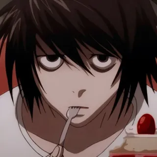 😆 9dee1a34 L Lawliet Death Note Anime, Personagem, L, Death Note, Detetive, Bolo telegram sticker