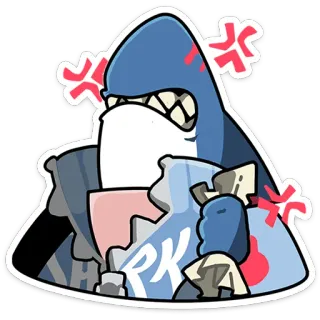 ⭐ 84f22842 Squalo, Anime, Adesivo, Cartone animato, Arrabbiato, Carino whatsapp sticker