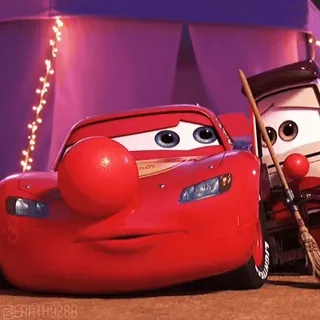 😬 95ceb98e Lightning McQueen Cars Relâmpago McQueen, Cars, desenho animado, animação, filme, palhaço, nariz vermelho telegram sticker