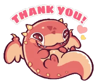 ☺️ 303c8182 THANK YOU! ありがとう, かわいい, モンスター, ハート, ステッカー, 愛らしい, 優しさ, ポジティブ telegram sticker