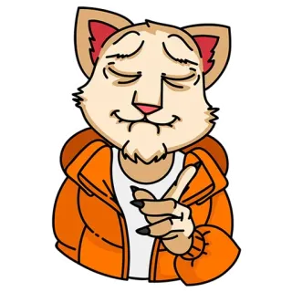 ☝️ 52b911bc kot, pomarańczowa kurtka, kreskówka, zwierzę, antropomorficzny telegram sticker