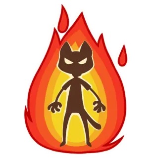 😡 6c4ddcdb ogień, kot, kreskówka, płomienie telegram sticker