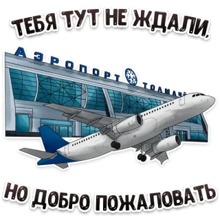 ✈️ c46b75ca ТЕБЯ ТУТ НЕ ЖДАЛИ,
НО ДОБРО ПОЖАЛОВАТЬ aeroporto, aereo, benvenuto, arrivo, viaggio, trasporto whatsapp sticker