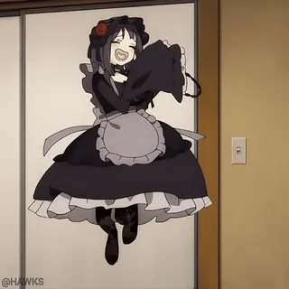 😄 100c90a5 @HAWKS Anime, Maid, Cosplay, Vestido, Fofo, Desenho animado, Personagem telegram sticker