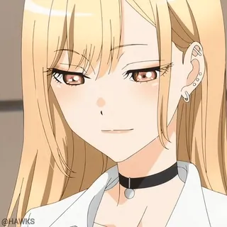 🔥 7fcecb91 @HAWKS anime, garota, cabelo loiro, fofa, ilustração, desenho animado, retrato telegram sticker