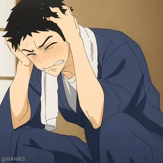 ♨️ 97488e6c @HAWKS Anime, Exausto, Homem, Suor, Frustrado telegram sticker
