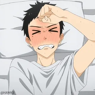 ♨️ bf29c387 @HAWKS Anime, Personagem, Bravo, Suor, Deitado telegram sticker