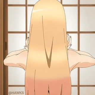 🔥 cbd02c65 @HAWKS cabelo loiro, vista traseira, anime, ilustração, loira, cabelo telegram sticker