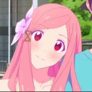 🙂 68ea8335 Anime, pinke Haare, Blume, Mädchen, süß, Cartoon whatsapp sticker