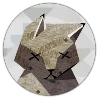 😶 d68101bc lis, zwierzę, naklejka, kreskówka, geometryczny, drewno, trójkąt, martwy, oczy telegram sticker