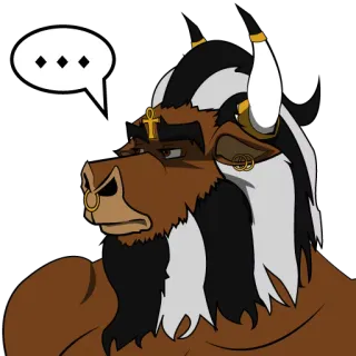 😒 0f2f384e anthro, minotaur, bull, thinking, cartoon, fantasy, character, digital art telegram sticker