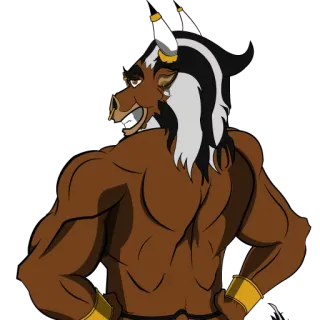 😁 abe00e49 anthropomorphic, muscular, animal, bull, cartoon, character, mascot telegram sticker