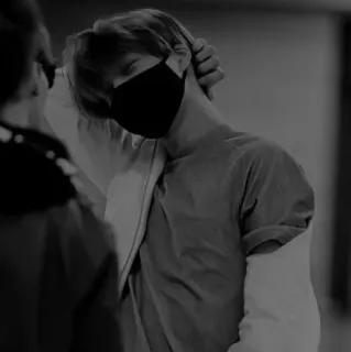 ✖️ b3406812 บุคคล, หน้ากากอนามัย, ขาวดำ, ในร่ม telegram sticker