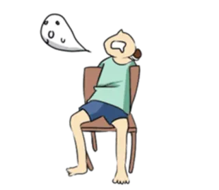 💤 fa8674ef Kartun, Mengantuk, Hantu, Kursi, Lelah, Coretan whatsapp sticker