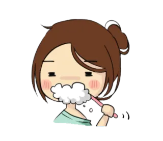 🛀 3b9d0fa5 brushing teeth, hygiene, cartoon, cute, female, morning telegram sticker