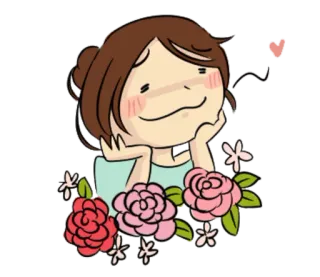 🛍 7a1ccbd1 cartoon, flowers, girl, love, cute telegram sticker