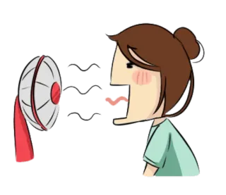 😌 a9339c58 fan, wind, cartoon, girl, blowing, woman telegram sticker