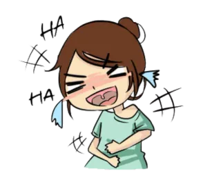 🤣 e7af0086 HA laughing, cartoon, woman, funny, haha, joy telegram sticker