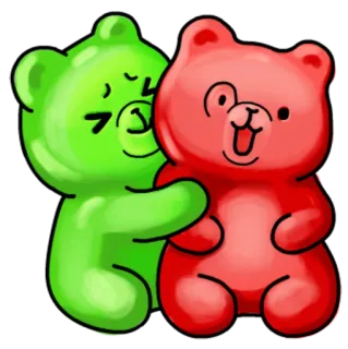 💏 0595b4ef Gummibärchen, Süßigkeiten, Bären, niedlich, kawaii, Umarmung telegram sticker