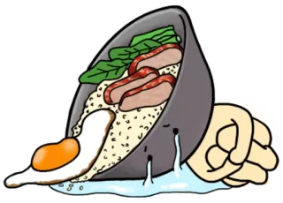 😢 27532796 Schnecke, Essen, Ei, Reis, Wurst, Tier, Cartoon telegram sticker