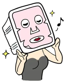 😬 39488b47 Cartoon, Gesichtsmaske, Schönheit, Hautpflege, Frau, eckiger Kopf telegram sticker