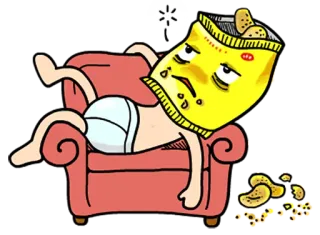 😞 ee658a1b chips, kartoffelchips, couch, faul, essen, snack, cartoon telegram sticker