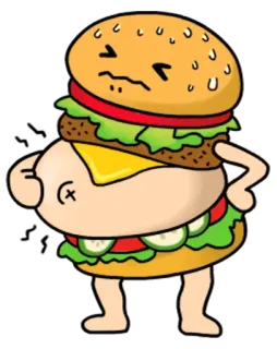 🍔 ef783c26 Burger, Essen, Cartoon, Lustig, Sandwich, Figur telegram sticker