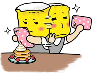 📷 f14e695e Kuss, Cartoon, Toast, Pfannkuchen, Essen telegram sticker